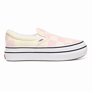 Vans Big Classics Checker Super ComfyCush - Naisten Slip-on kengät - Valkoinen